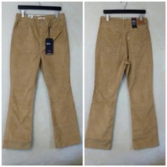 Levi's Ribcage Bootcut Boot Cut Corduroy Pants Iced Coffee Cords Brown Jeans - Picture 5 of 10